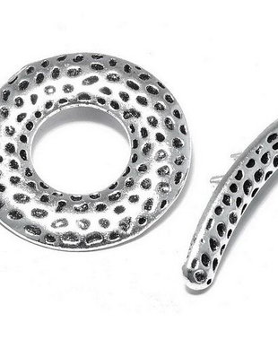 Inchizatoare toggle, argintiu antichizat, 25 mm
