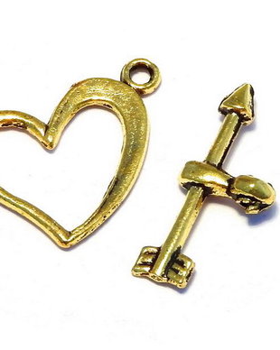 Inchizatoare toggle, auriu antichizat, 18x14 mm