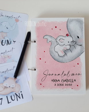Jurnalul bebelusului personalizat cu nume pictat manual