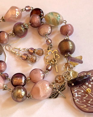 DELICATE PURPLE-murano,ametist,citrin,cuarț roz,zamac