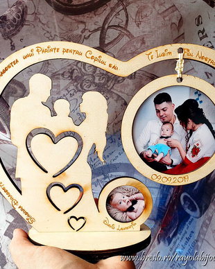 Rama foto personalizata - 2 poze - lemn lacuit