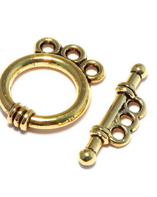 Inchizatoare toggle, auriu antichizat, 18x14x3.5mm