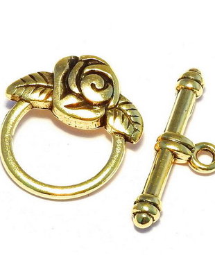 Inchizatoare toggle, auriu antichizat, 19x17 mm