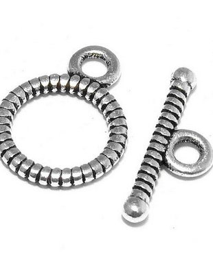 Inchizatoare toggle, argintiu antichizat, 14x10.5 mm