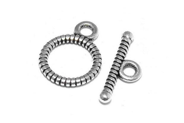 Inchizatoare toggle, argintiu antichizat, 14x10.5 mm
