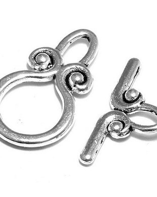 Inchizatoare toggle, argintiu antichizat, 20x11 mm
