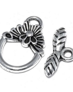 Inchizatoare toggle, argintiu antichizat, 18x12 mm