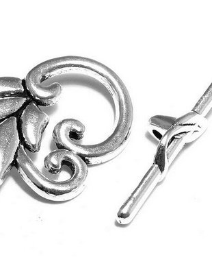 Inchizatoare toggle, argintiu antichizat, 19x24 mm