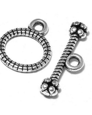 Inchizatoare toggle, argintiu antichizat, 12x10 mm