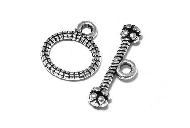 Inchizatoare toggle, argintiu antichizat, 12x10 mm