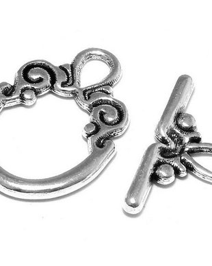 Inchizatoare toggle, argintiu antichizat, 20x14 mm