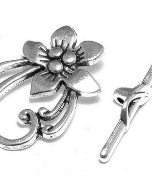 Inchizatoare toggle, argintiu antichizat, 28x20 mm