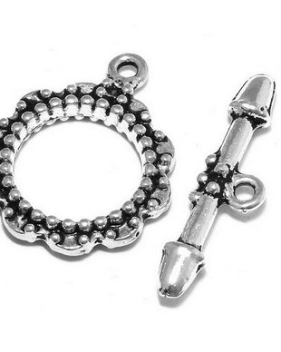 Inchizatoare toggle, argintiu antichizat, 24x20 mm