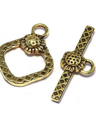 Inchizatoare toggle, auriu antichizat, 21x15 mm