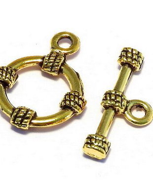 Inchizatoare toggle, auriu antichizat, 19x15 mm