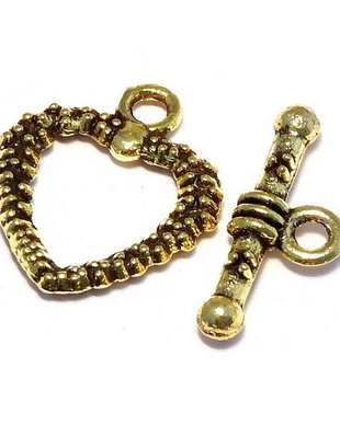 Inchizatoare toggle, auriu antichizat, 19x16.5 mm