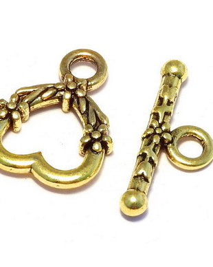 Inchizatoare toggle, auriu antichizat, 18x14 mm