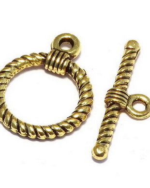 Inchizatoare toggle, auriu antichizat, 22x17.5 mm