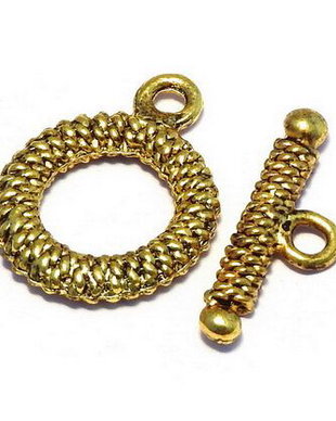 Inchizatoare toggle, auriu antichizat, 21x16 mm