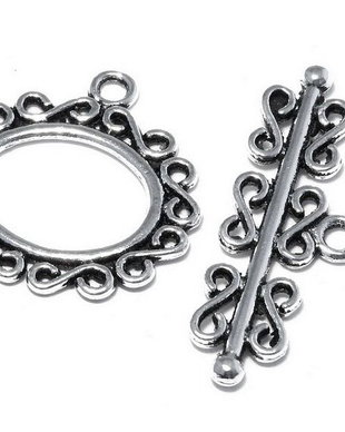Inchizatoare toggle, argintiu antichizat, 23x23 mm
