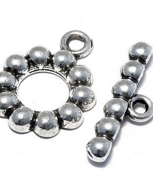 Inchizatoare toggle, argintiu antichizat, 18x14 mm