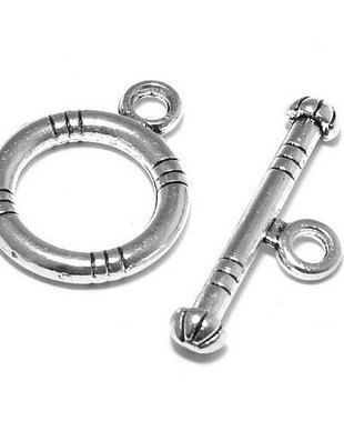 Inchizatoare toggle, argintiu antichizat, 16x12 mm