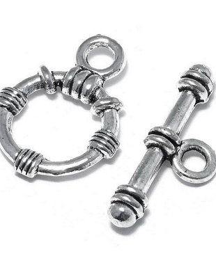 Inchizatoare toggle, argintiu antichizat, 21x16 mm
