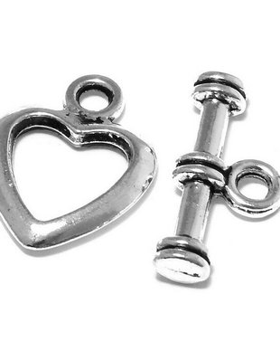 Inchizatoare toggle, argintiu antichizat, 20x15 mm