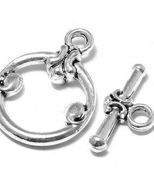 Inchizatoare toggle, argintiu antichizat, 20x14.5 mm