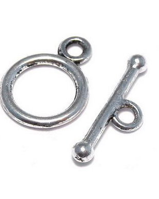 Inchizatoare toggle, argintiu antichizat, 13x10 mm