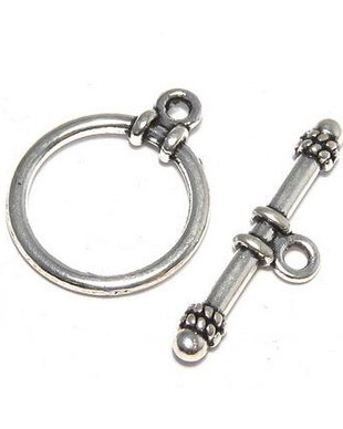 Inchizatoare toggle, argintiu antichizat, 16x13 mm