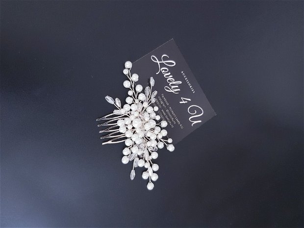 Ivy Accesoriu cu perle albe și fir placat cu argint 925