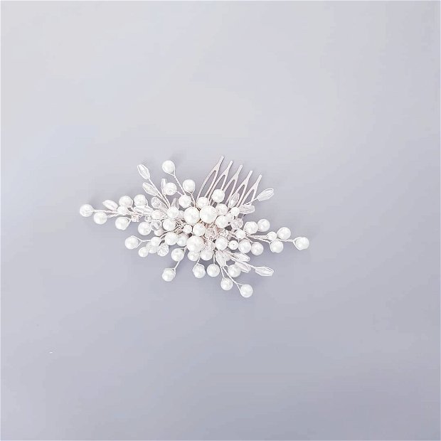 Ivy Accesoriu cu perle albe și fir placat cu argint 925