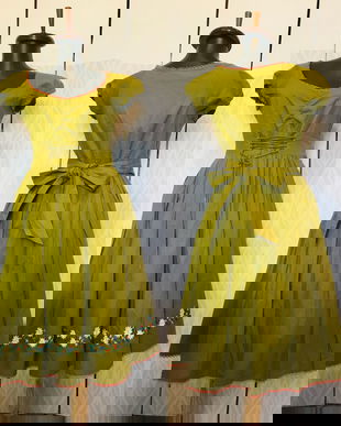 ROCHIE MIDI BUMBAC VERDE BRODERIE