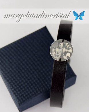 Bratara Personalizata / Piele Naturala / Banut Argint / Portret