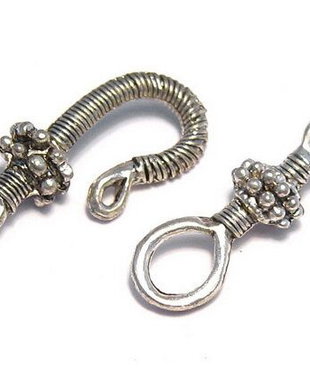 Inchizatoare carlig, argintiu antichizat, 24x7 mm