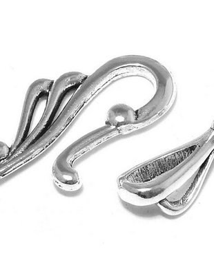 Inchizatoare carlig, argintiu antichizat, 25x12 mm