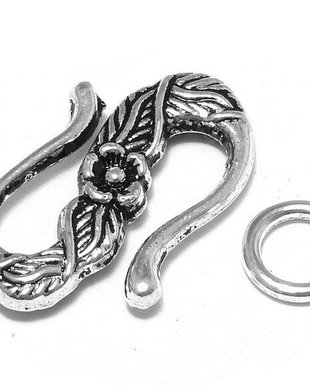 Inchizatoare carlig, argintiu antichizat, 23x14 mm