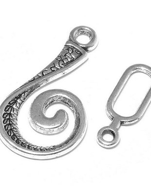 Inchizatoare carlig, argintiu antichizat, 26x13 mm