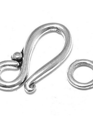 Inchizatoare carlig, argintiu antichizat, 20.5x12 mm