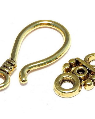 Inchizatoare carlig, auriu antichizat, 24x11 mm