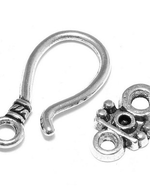 Inchizatoare carlig, argintiu antichizat, 24x11 mm