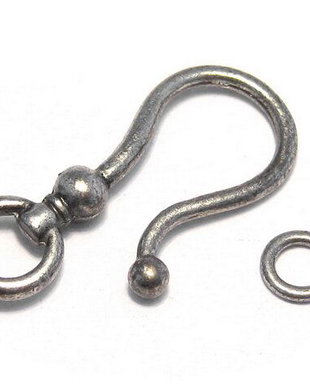 Inchizatoare carlig, argintiu antichizat, 38x18 mm