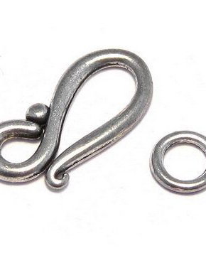 Inchizatoare carlig, argintiu antichizat, 20.5x12 mm