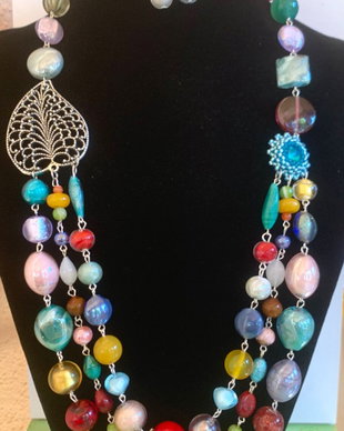 HAPPINESS-murano,agate,rivoli,toho,argint tibetan