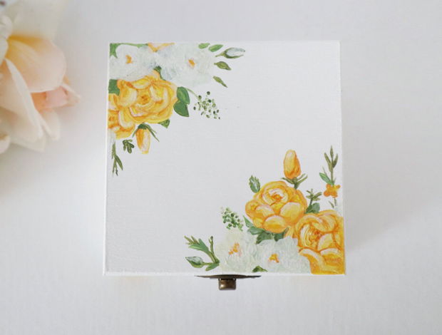 Cutiuta pentru verighete Yellow roses