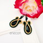 Cercei soutache verde-negru-auriu cu cristale