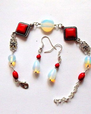 set opalit si howlite rosu 37605