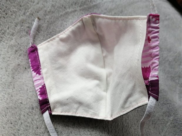 Masca de protectie reutilizabila roz din bumbac pentru copii
