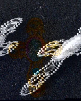 VINTAGE PRECIOUS MOMENT CAMEO CROSS PENDANT FIRST COMMUNION SEMNATA